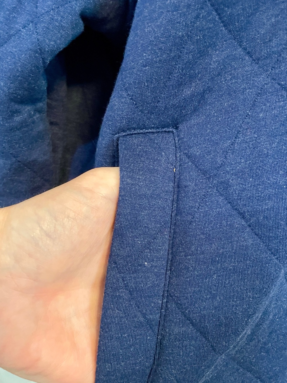 Lands' End Quilted Hooded Snap-Placket Pullover - Navy - Picture 4 of 5